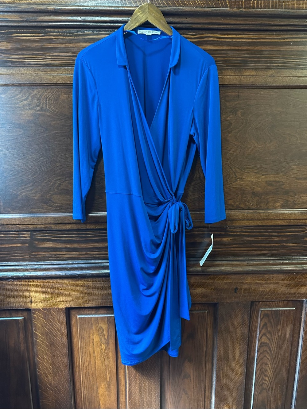Maggy London Cobalt Blue Draped Tie-Waist Wrap Dress Size XL